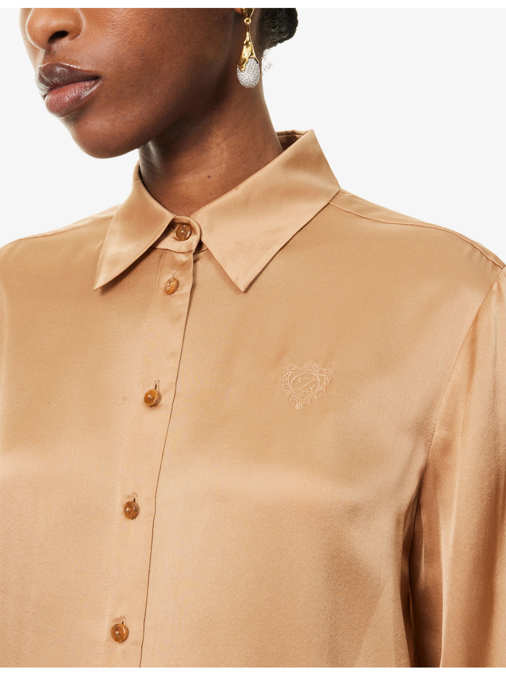Logo-Embroidered Silk Shirt - 5