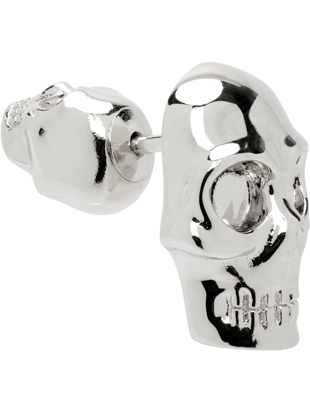 Silver Skull Single Stud Earring - 2
