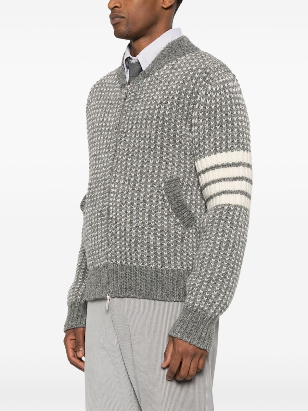 4-Bar chunky-knit bomber jacket - 3
