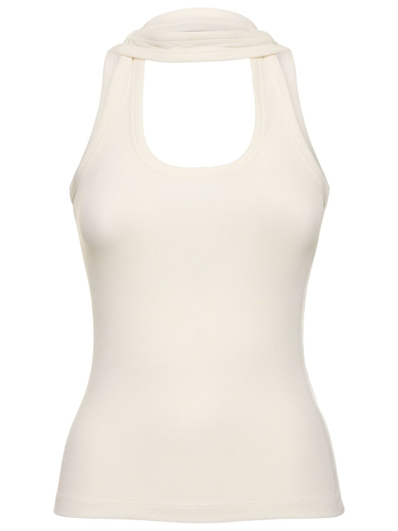 Ribbed stretch viscose tank top - 1