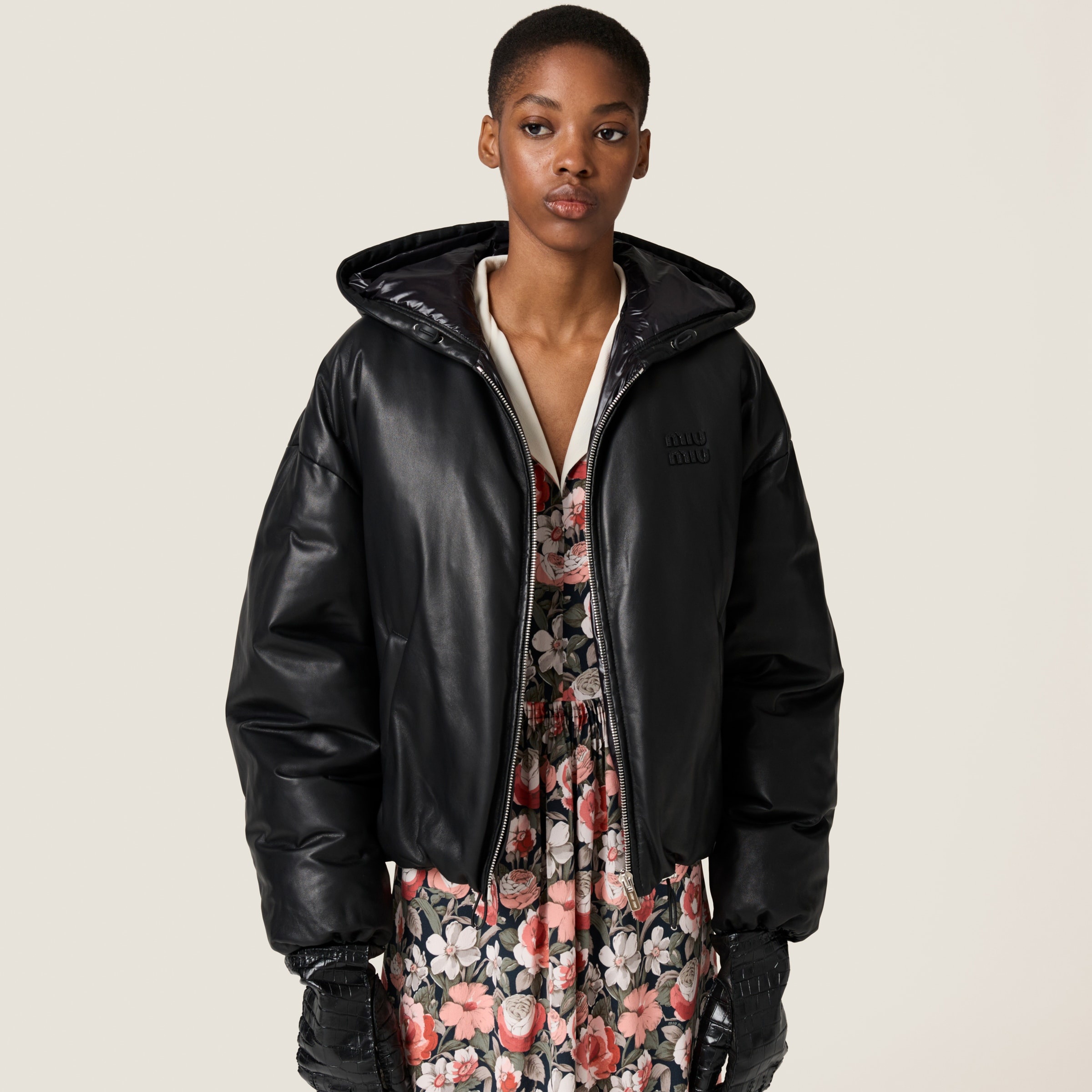 Padded nappa leather jacket - 5