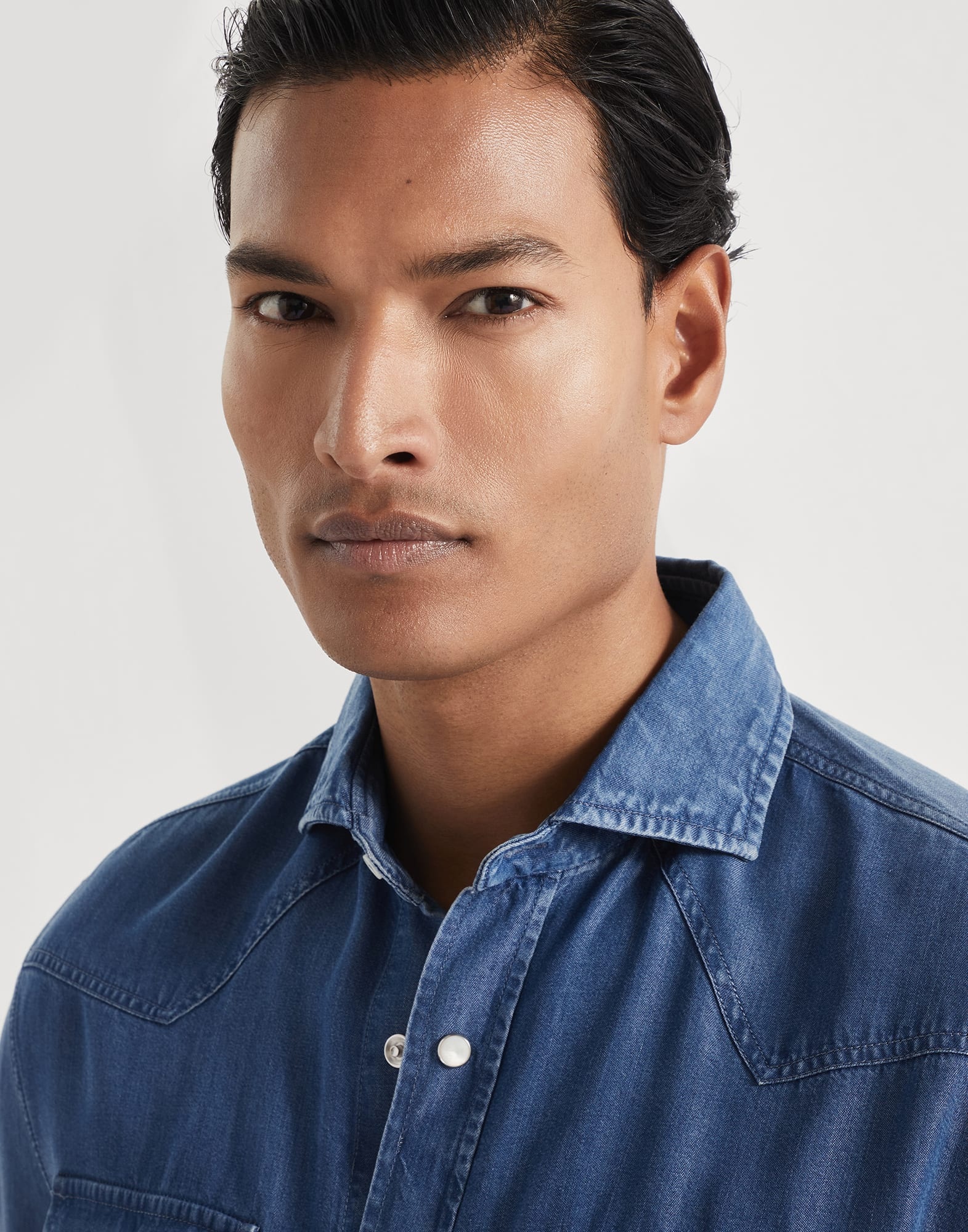 Lyocell lightweight denim easy fit Western shirt - 3