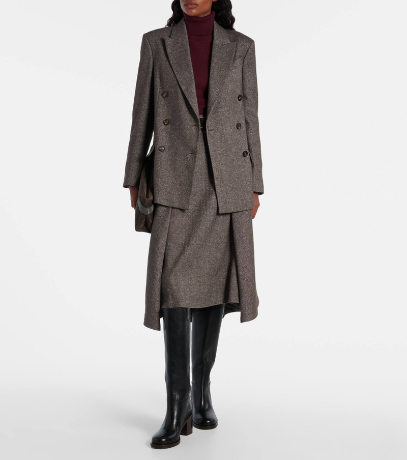 Brunello Cucinelli Wool and linen-blend midi skirt outlook