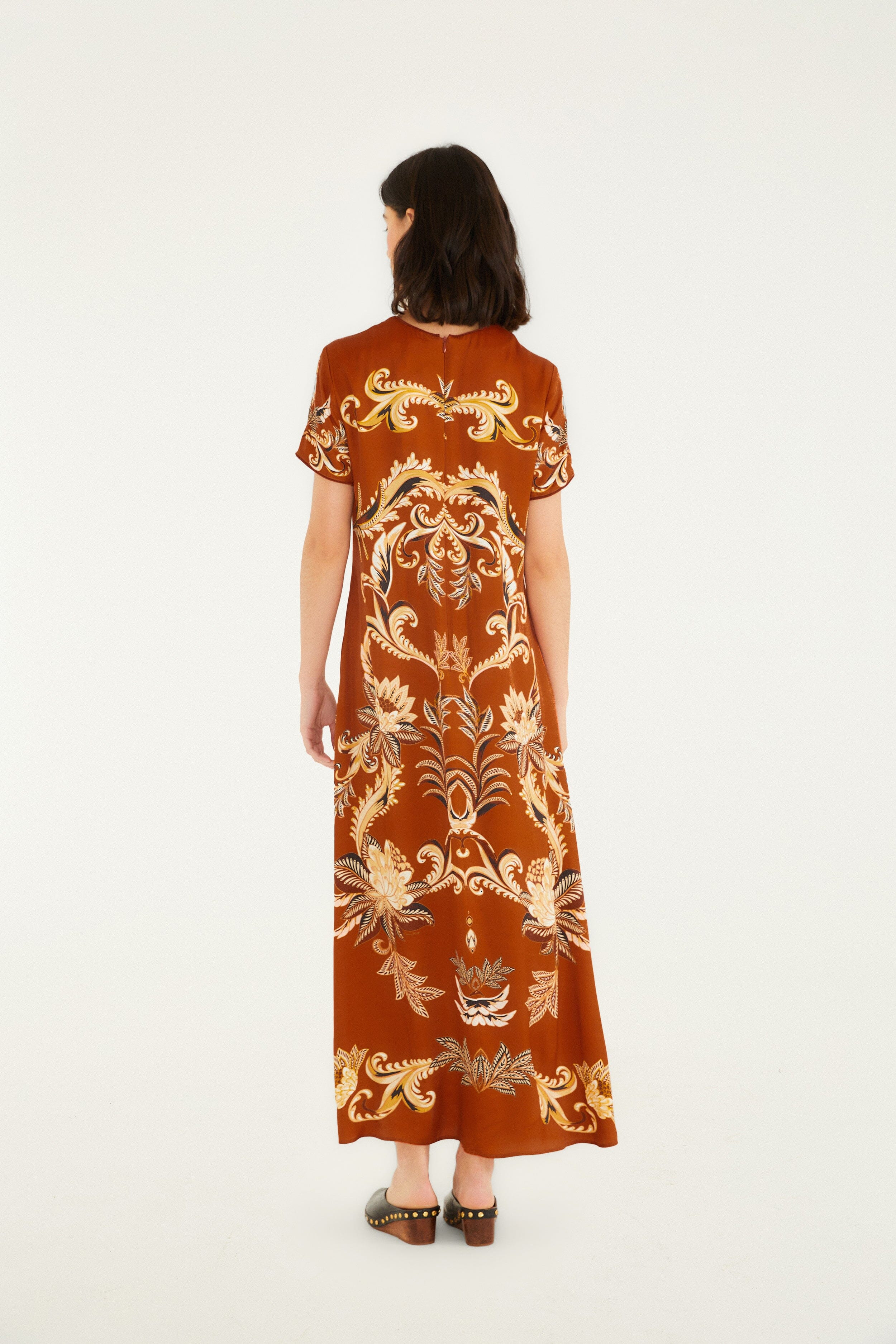 Orange Arabesque Paradise Lenzing™ Ecovero™ Viscose Maxi Dress - 4