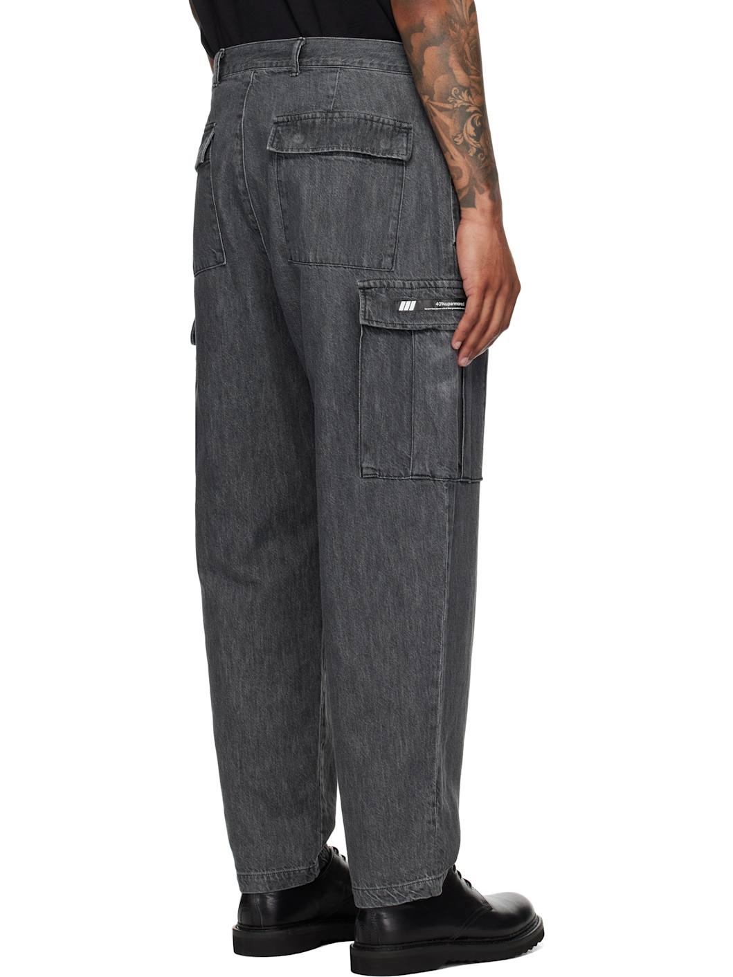Black MILT2301 Denim Cargo Pants - 3