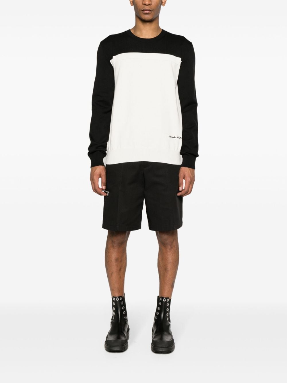 logo-embroidered cotton-blend jumper - 2