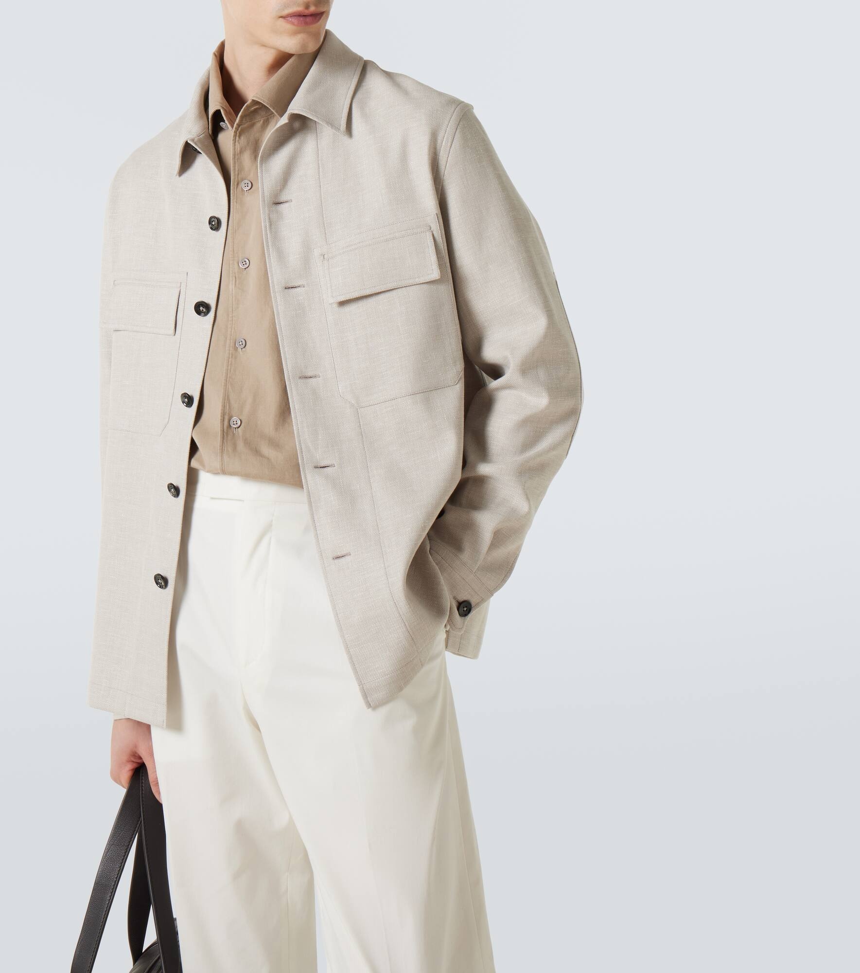 Linen, wool, and silk-blend overshirt - 5