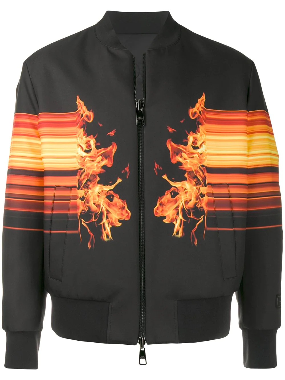 flame print bomber jacket - 1