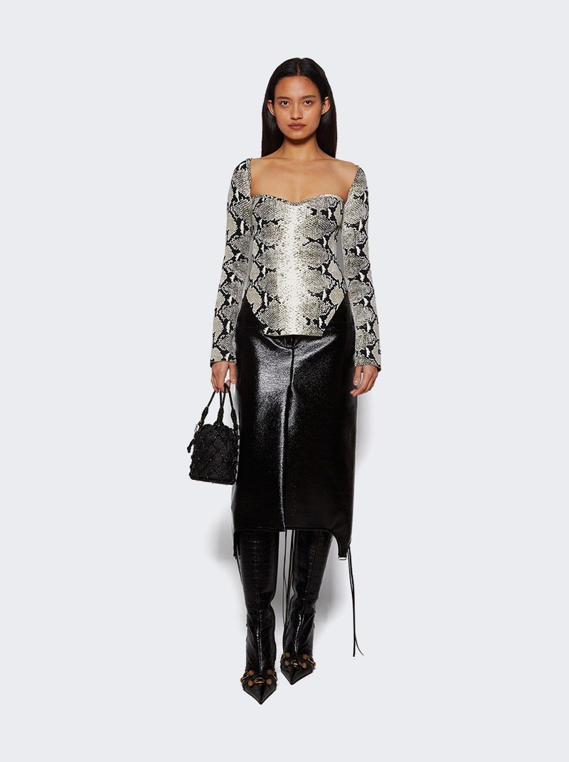 KHAITE Maddy Bustier Long Sleeve Top Black And White outlook