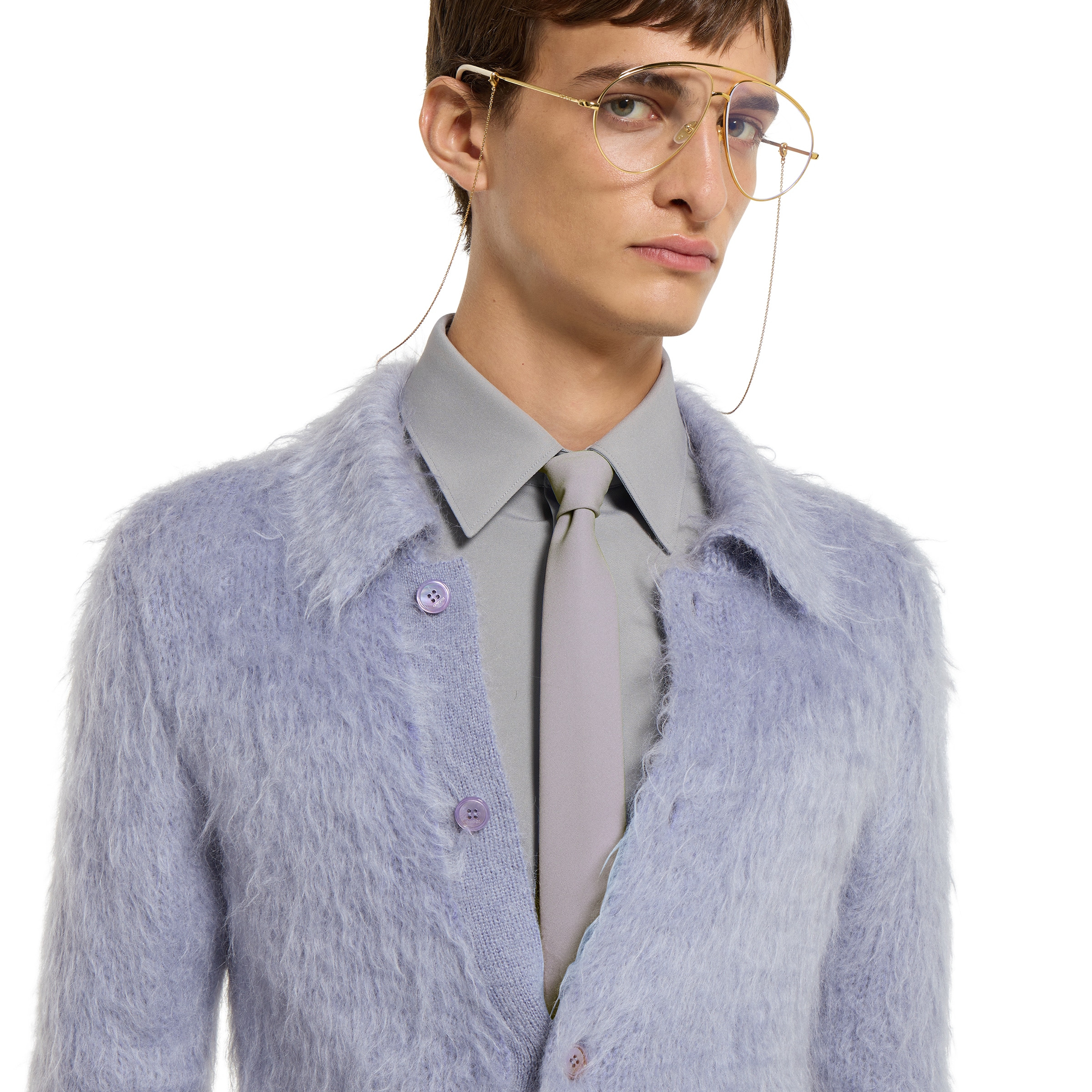 Brushed wool mohair cardigan - 5