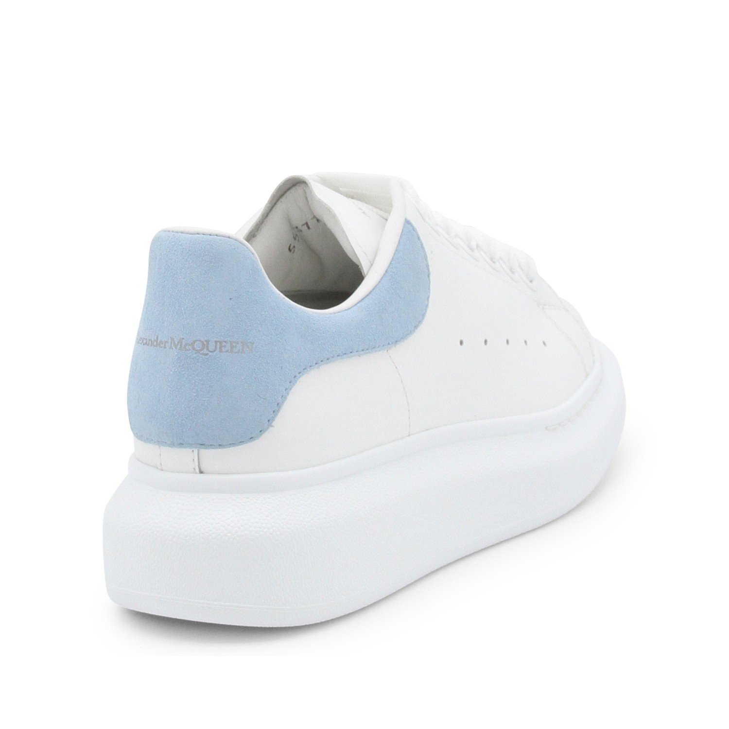 WHITE AND POWDER BLUE LEATHER OVERSIZED SNEAKERS - 3