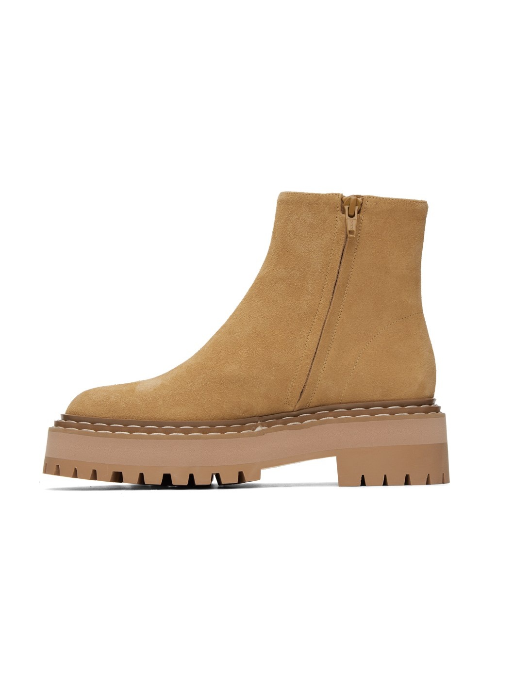 Tan Lug Sole Platform Boots - 3