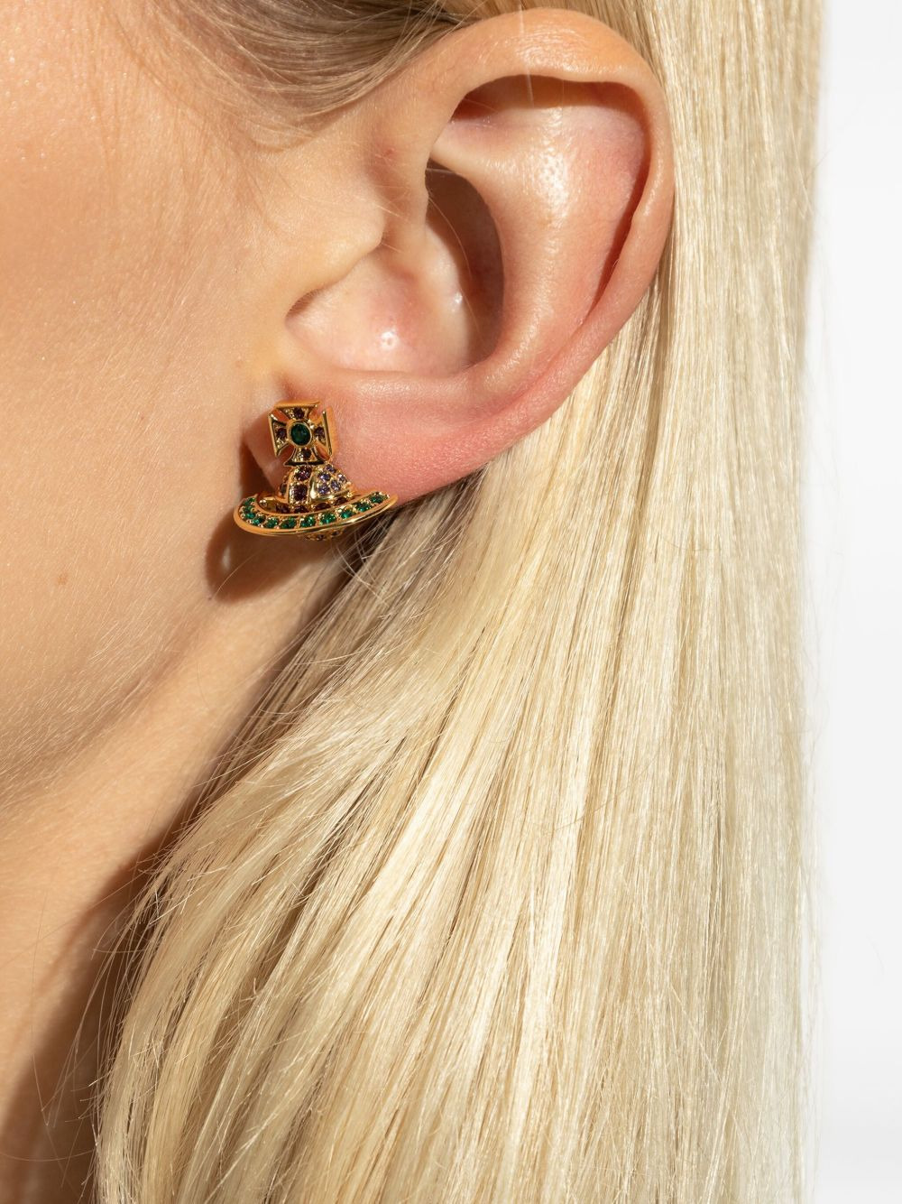 orb cross crystal earrings - 2
