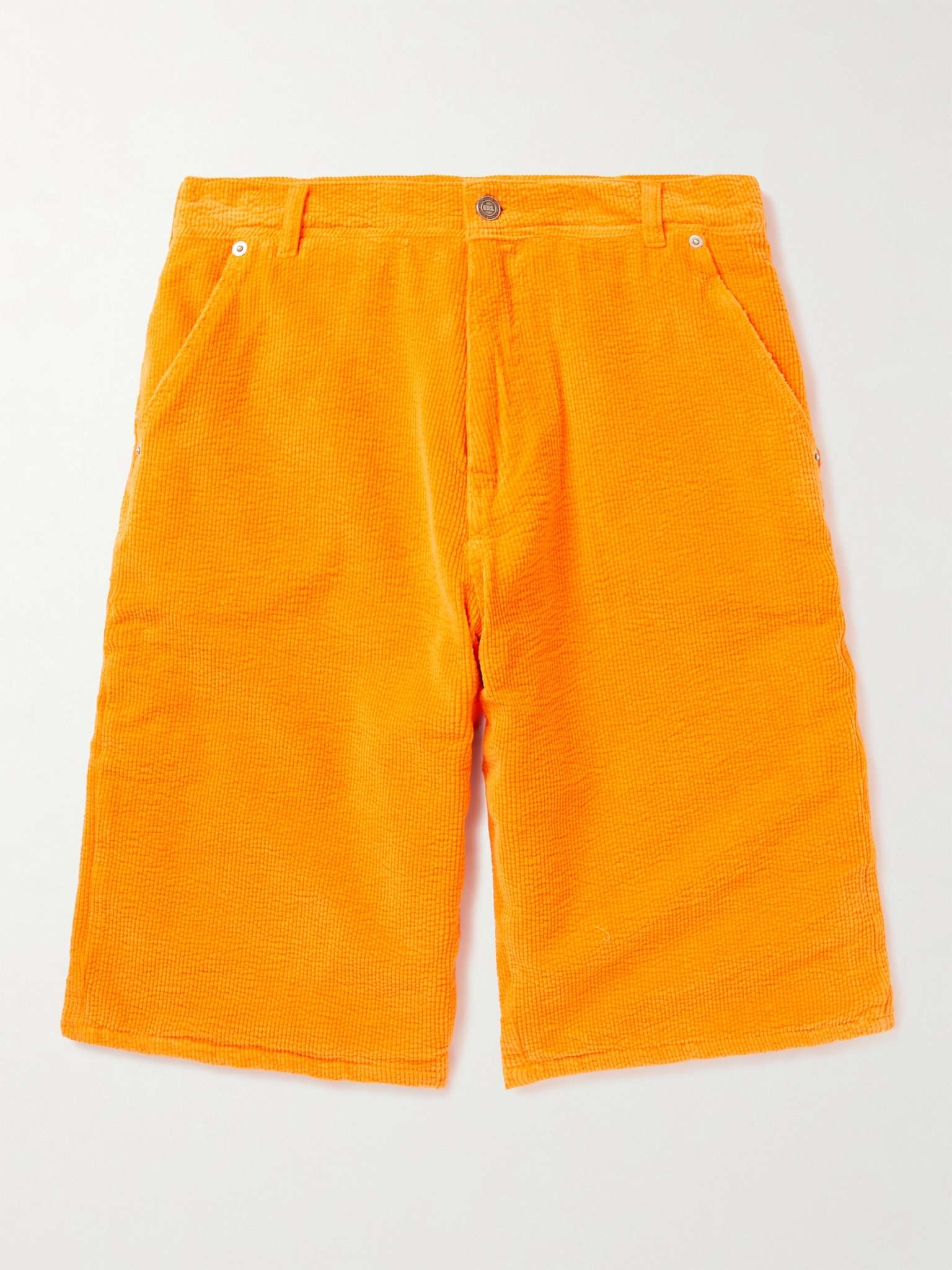 Straight-Leg Logo-Emboidered Cotton-Corduroy Shorts - 1