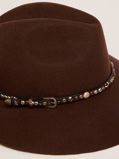 Golden Goose Coffee-brown hat with studded leather strap outlook