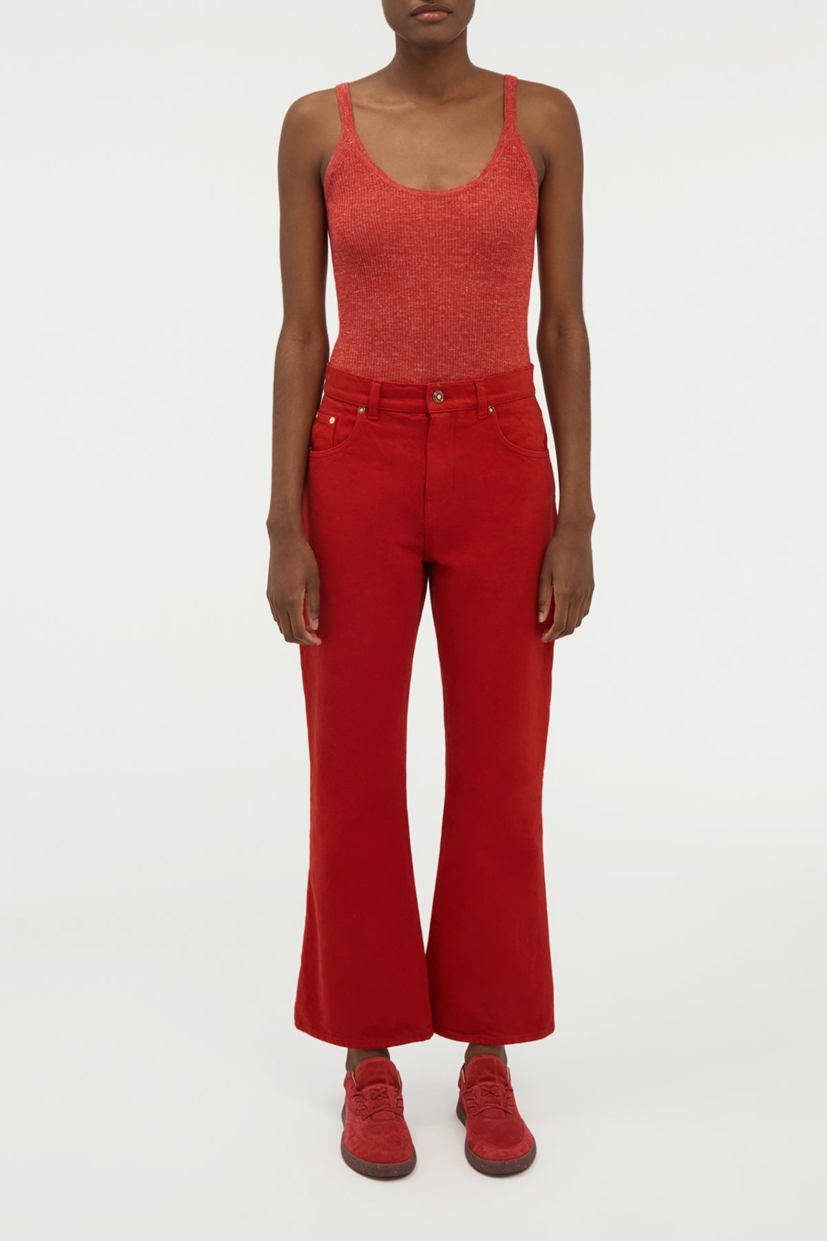 Cinxia Knit Tank Top in Antelope Orange Cashmere Silk with Hemp - 3