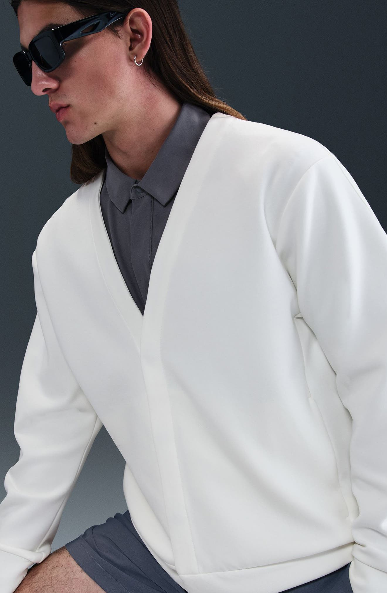 Nike ImpossiblySoft Dri-FIT Cardigan in Sail/Light Bone at Nordstrom - 7
