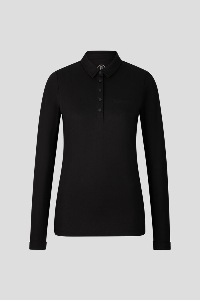 Timea Long sleeved polo shirt in Black - 1