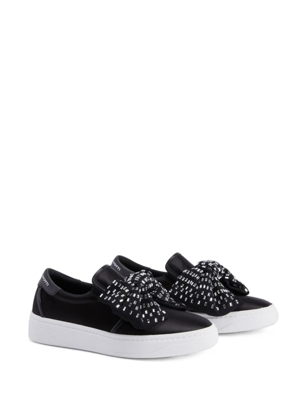 crystal-bow leather sneakers - 2