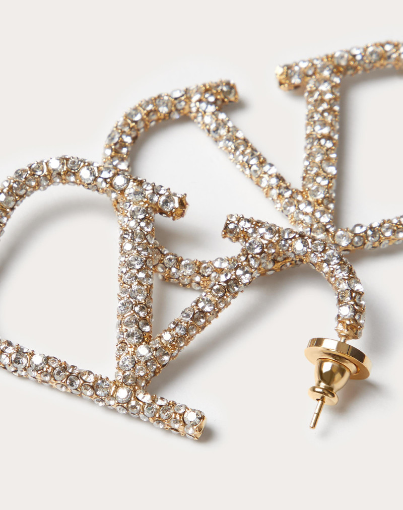 Valentino VLOGO SIGNATURE EARRINGS IN METAL AND SWAROVSKI® CRYSTALS. outlook