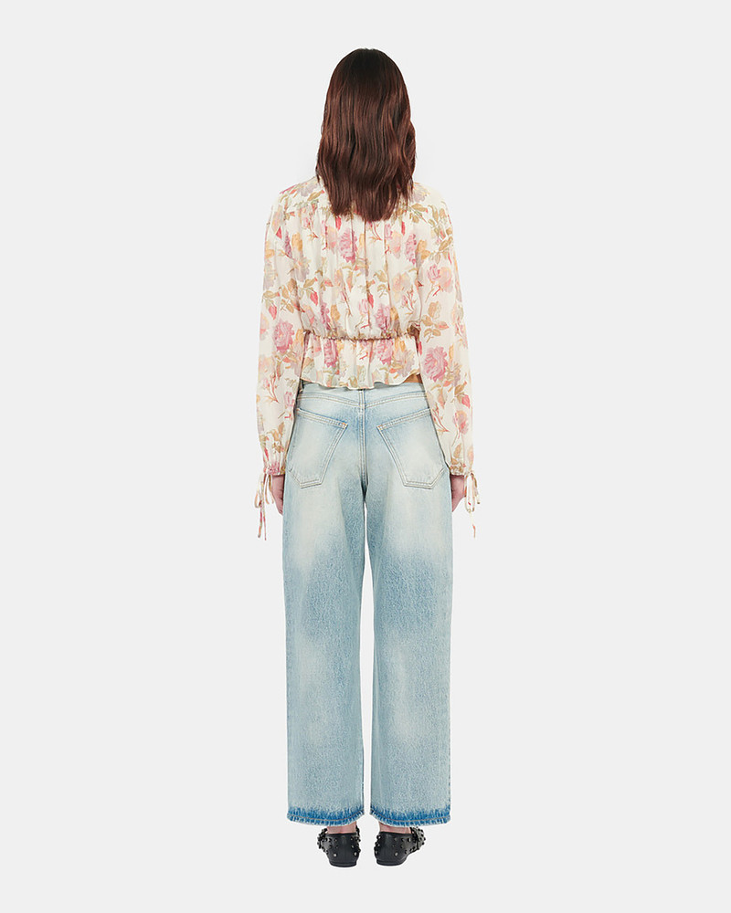 FLORAL PRINTED SILK TOP WITH RUFFLES 4