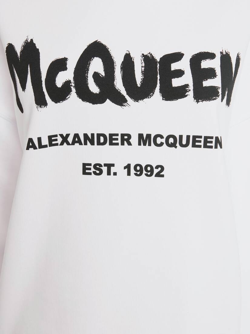 Women's McQueen Graffiti Sweatshirt in White/black - 5