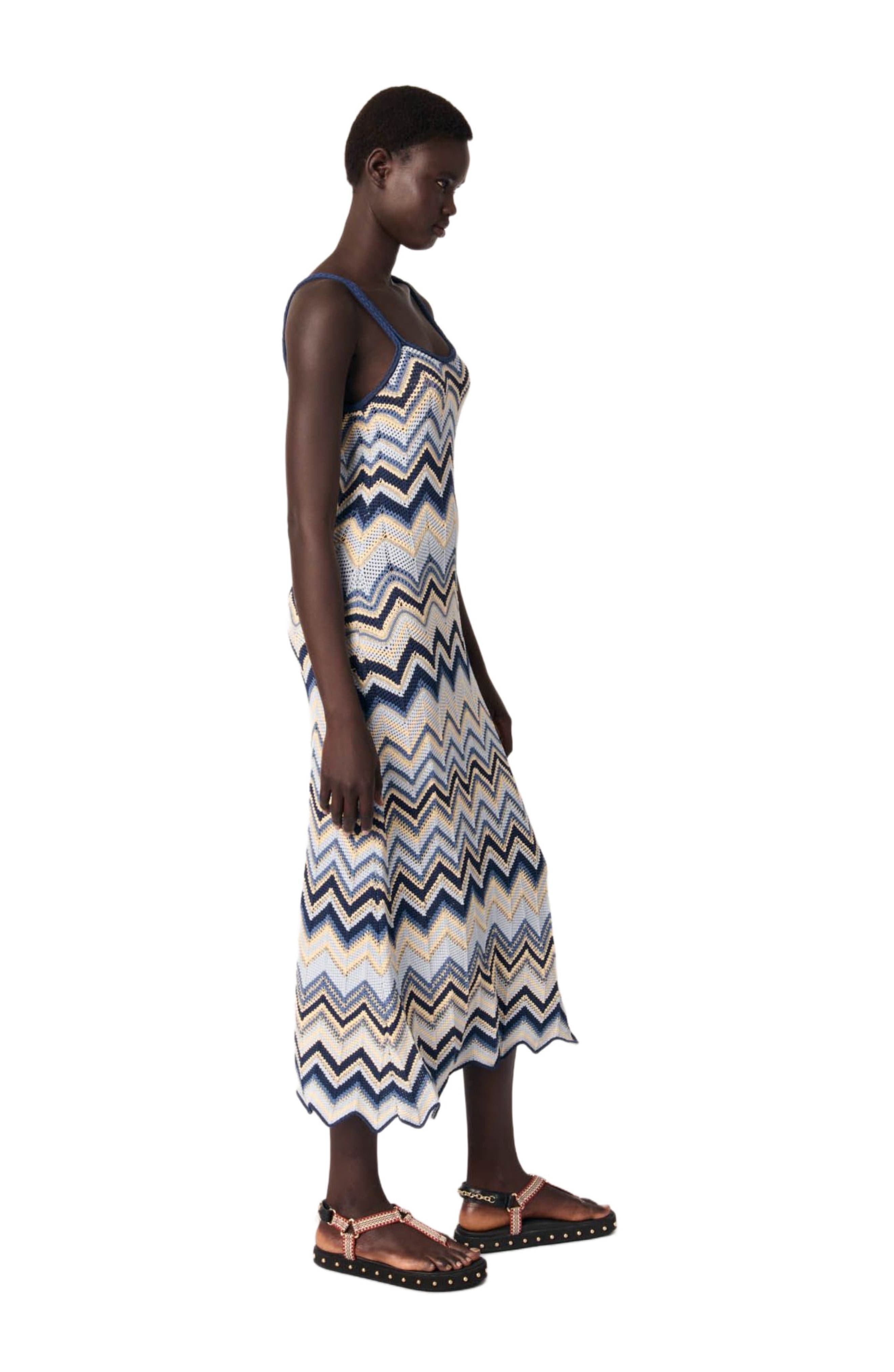 maje Crochet-knit maxi dress in Blue /Ecru at Nordstrom - 3