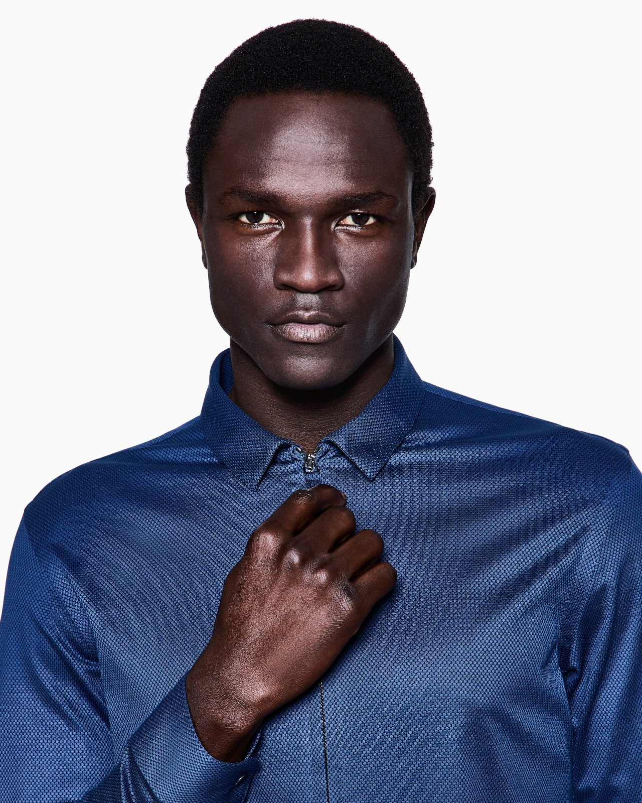 SLIM-FIT MICRO-ARMURE COTTON JERSEY ZIP-UP SHIRT - 5