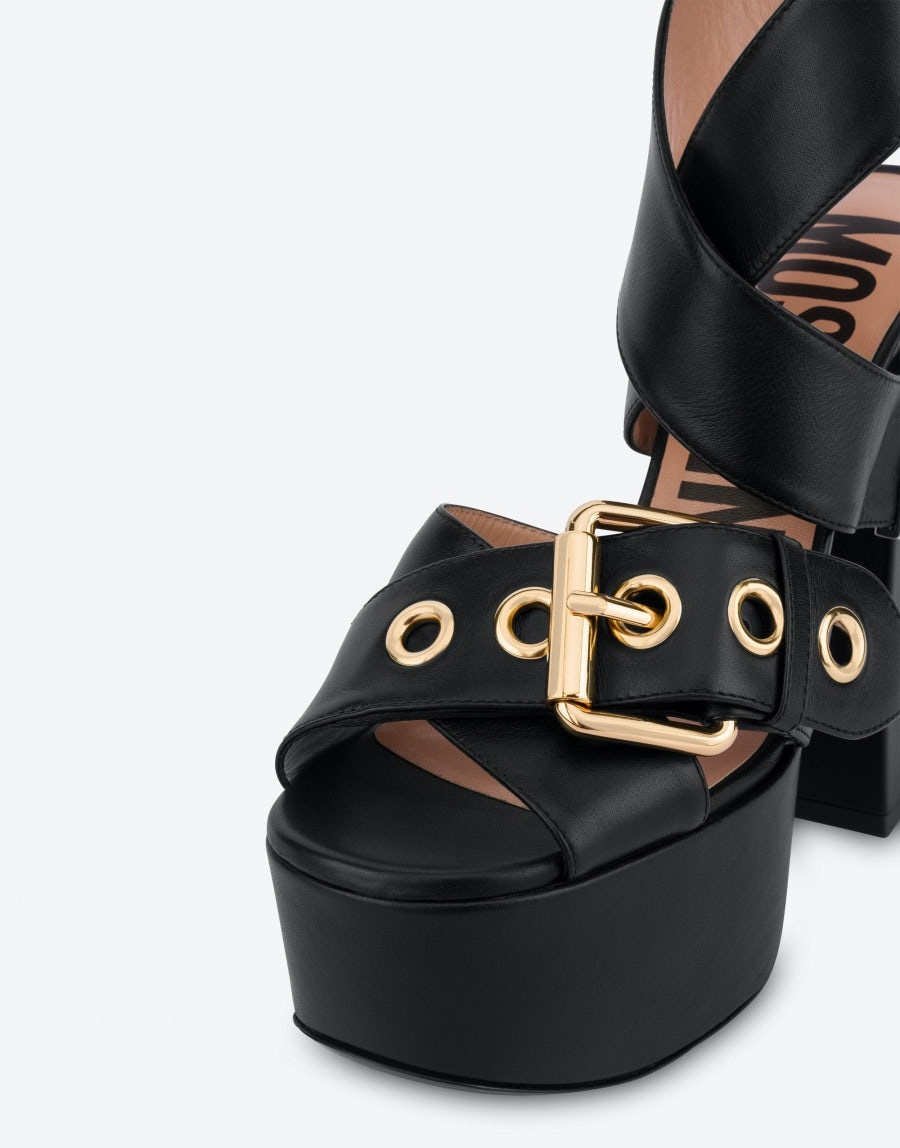 MOSCHINO BELT PLATFORM SANDALS - 4