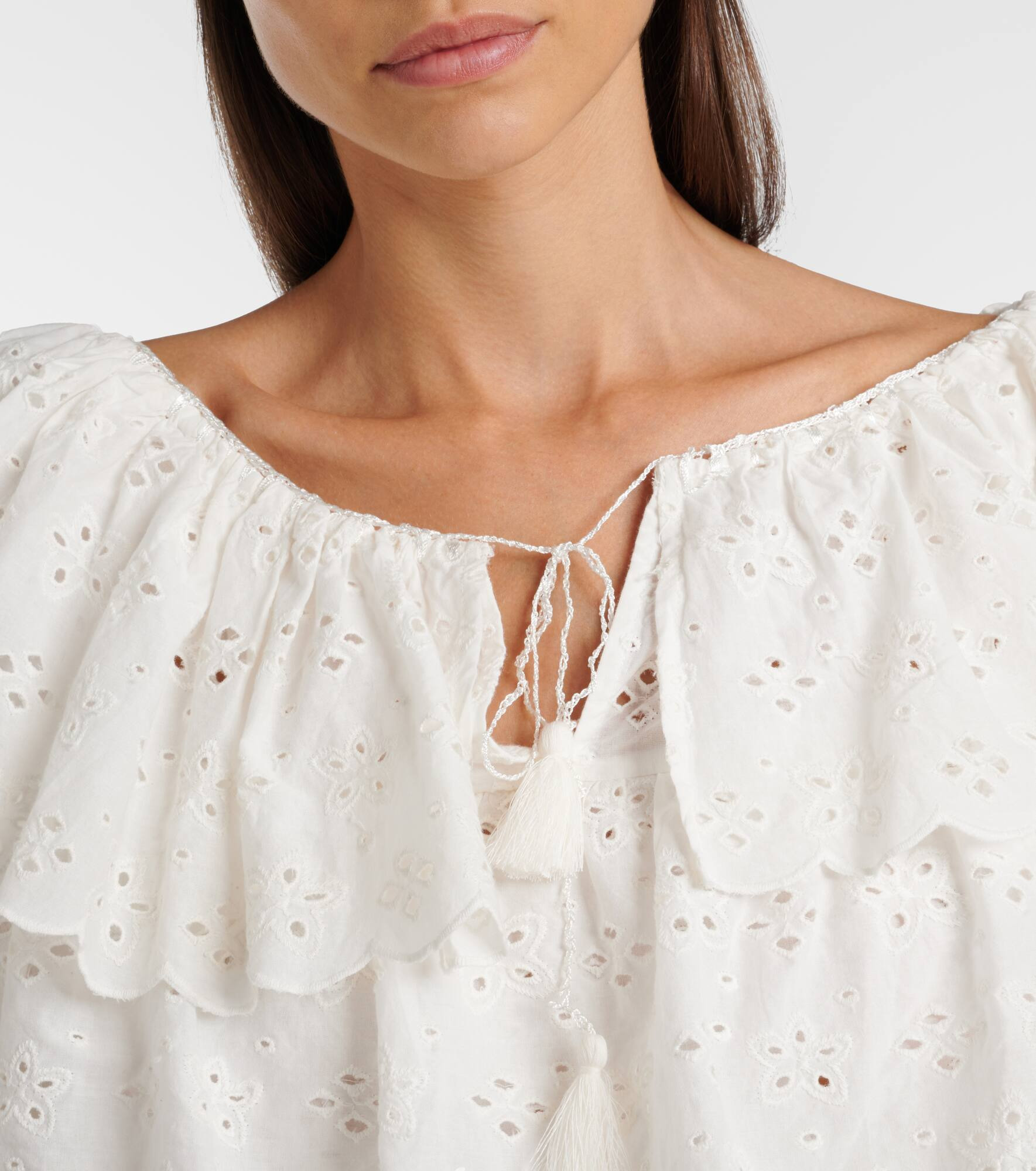 Broderie anglaise tiered cotton top - 4