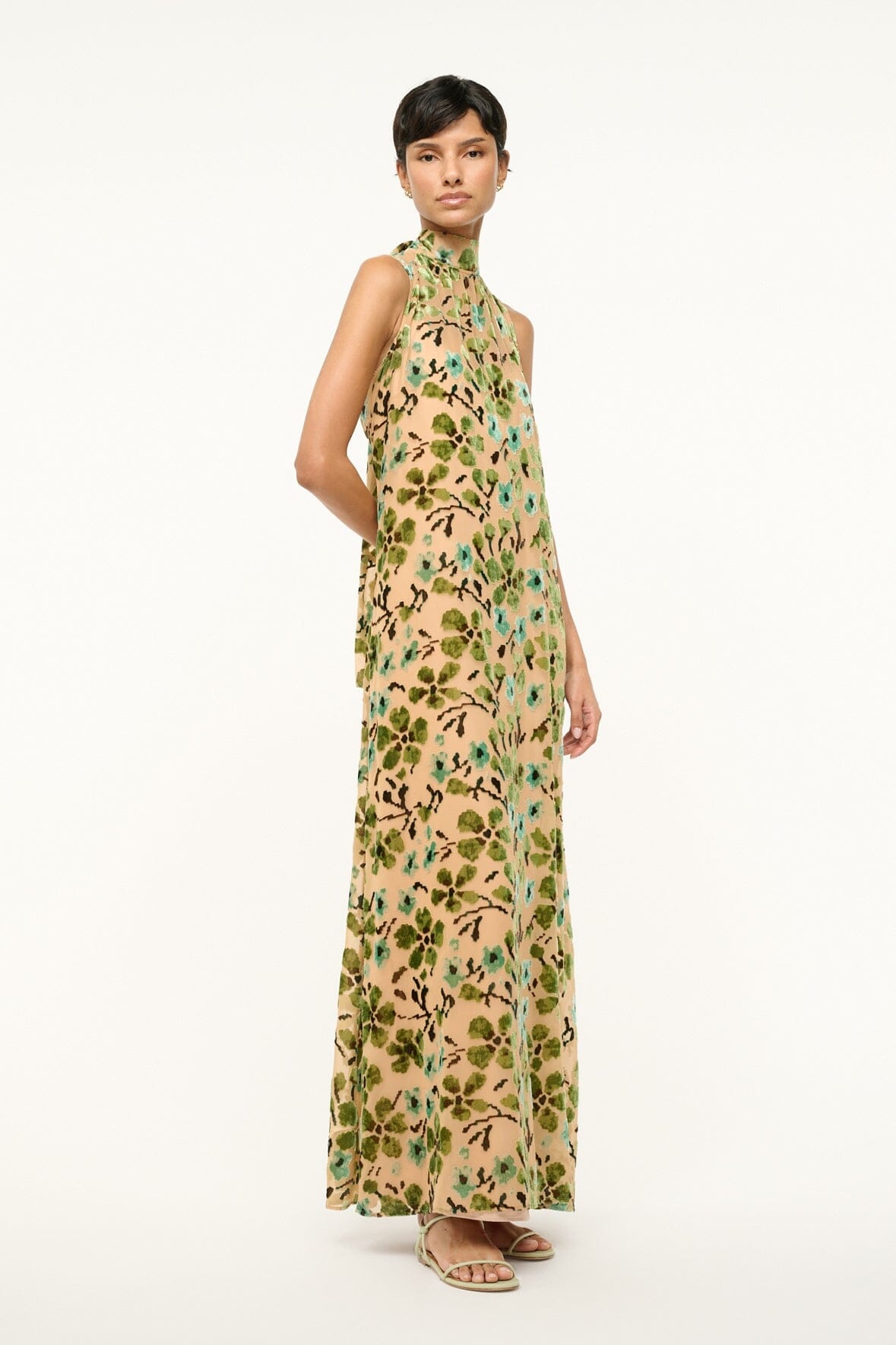 STAUD ALBEE DRESS MOSS FLORAL TAPESTRY - 4