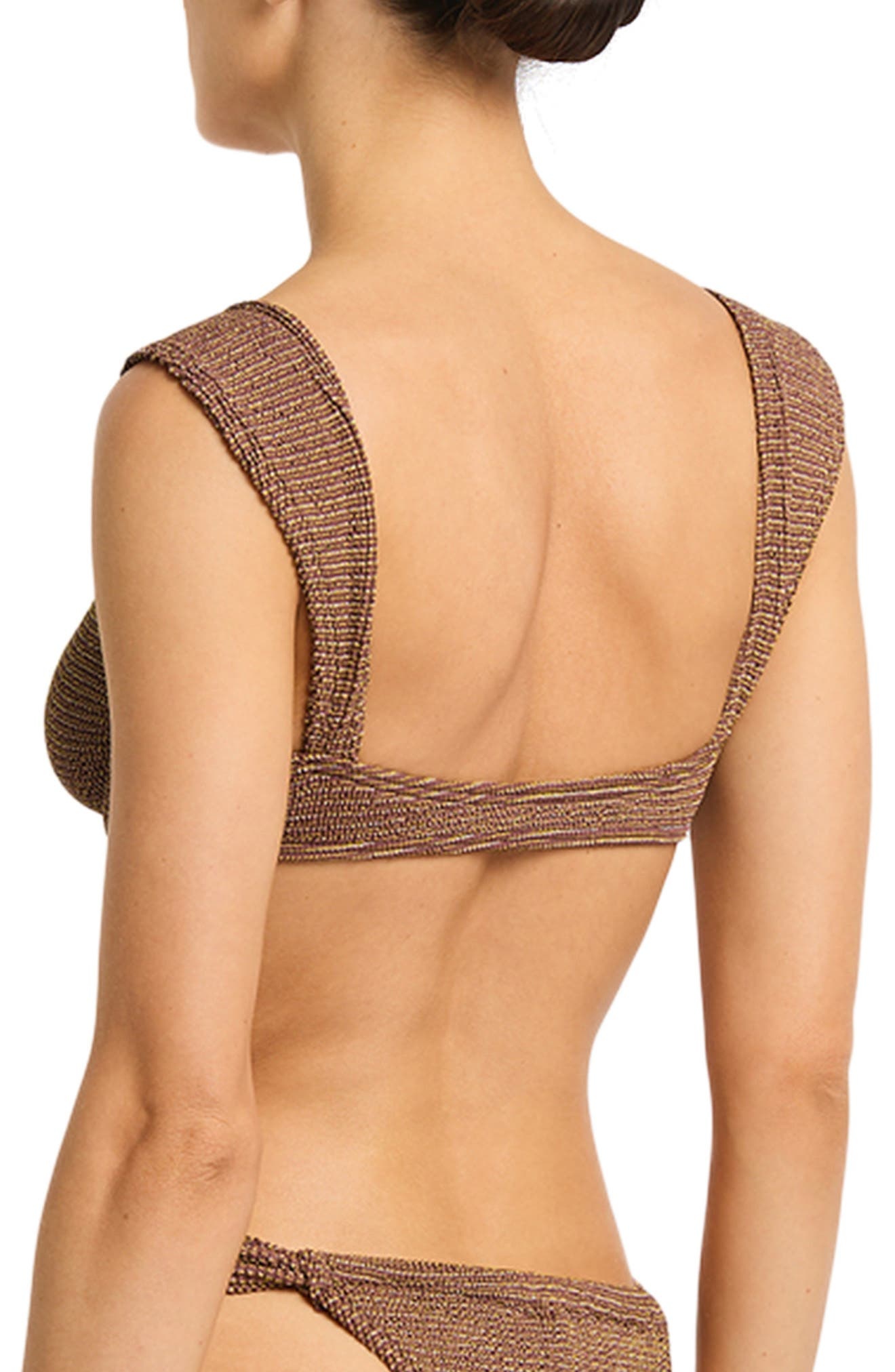 bond-eye Georgia Metallic Underwire Balconette Bikini Top in Cocoa Butter Lurex at Nordstrom - 2
