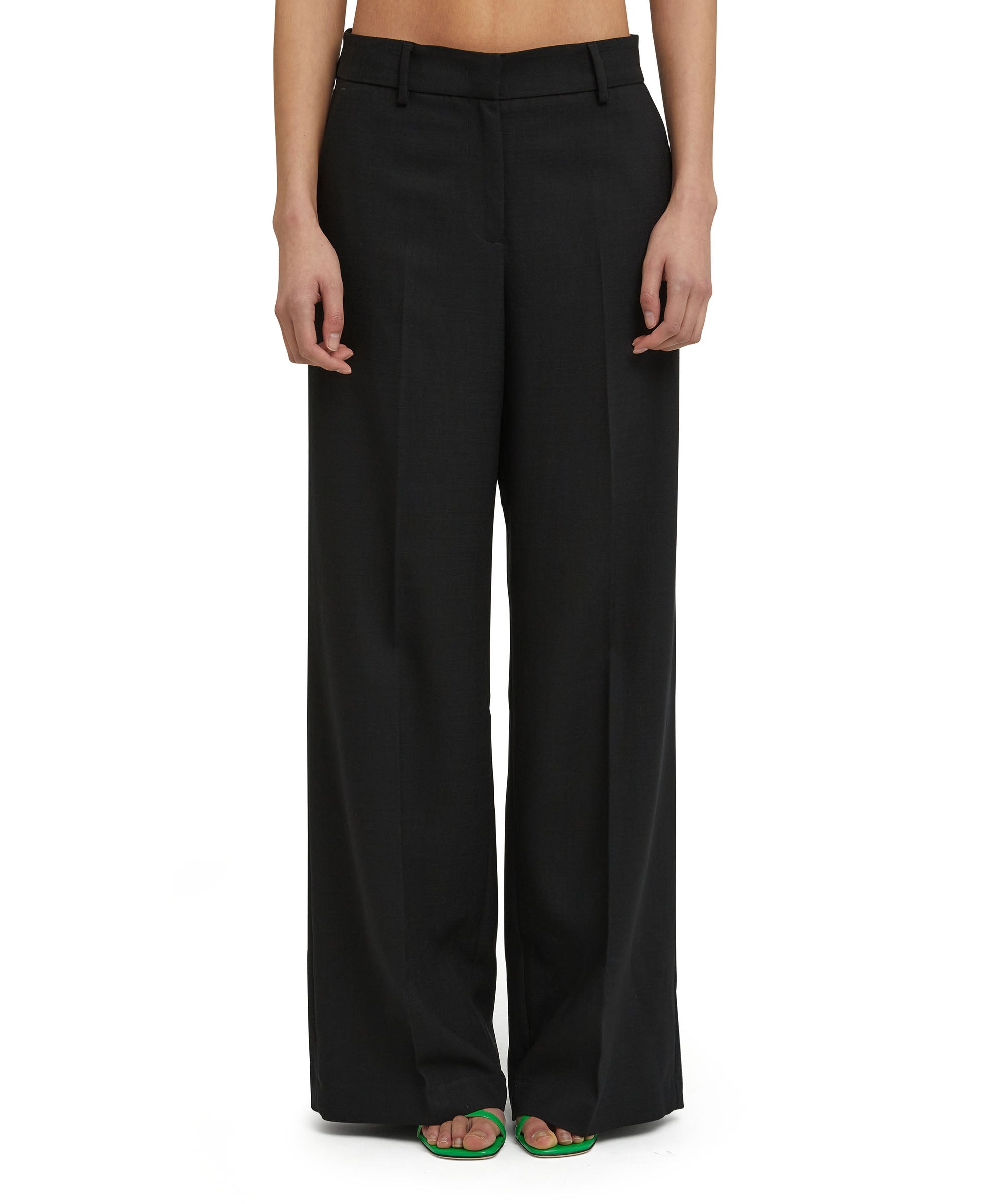 Coarse viscose tailored pants with straight legs - 1