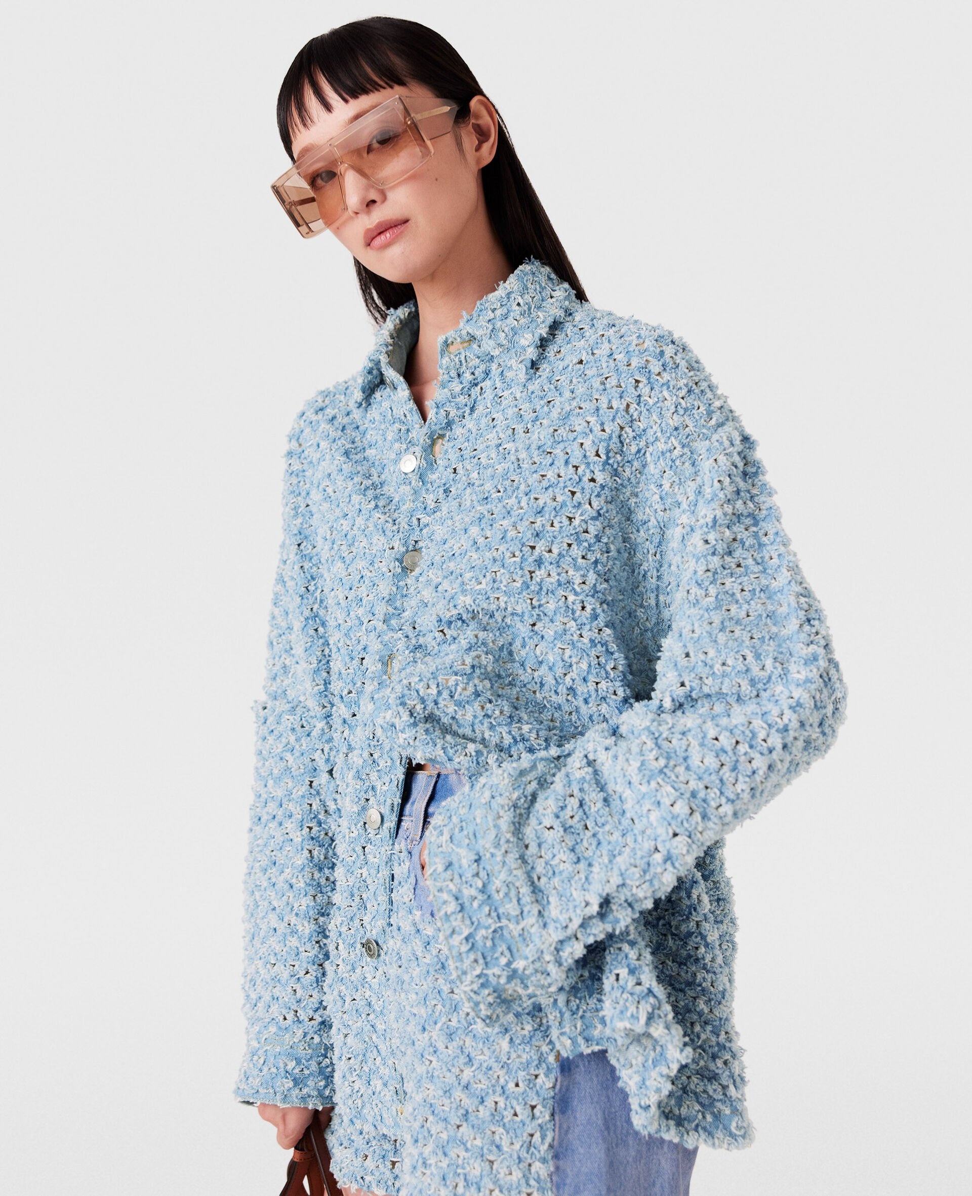 Oversized Denim Bouclé Shirt - 2