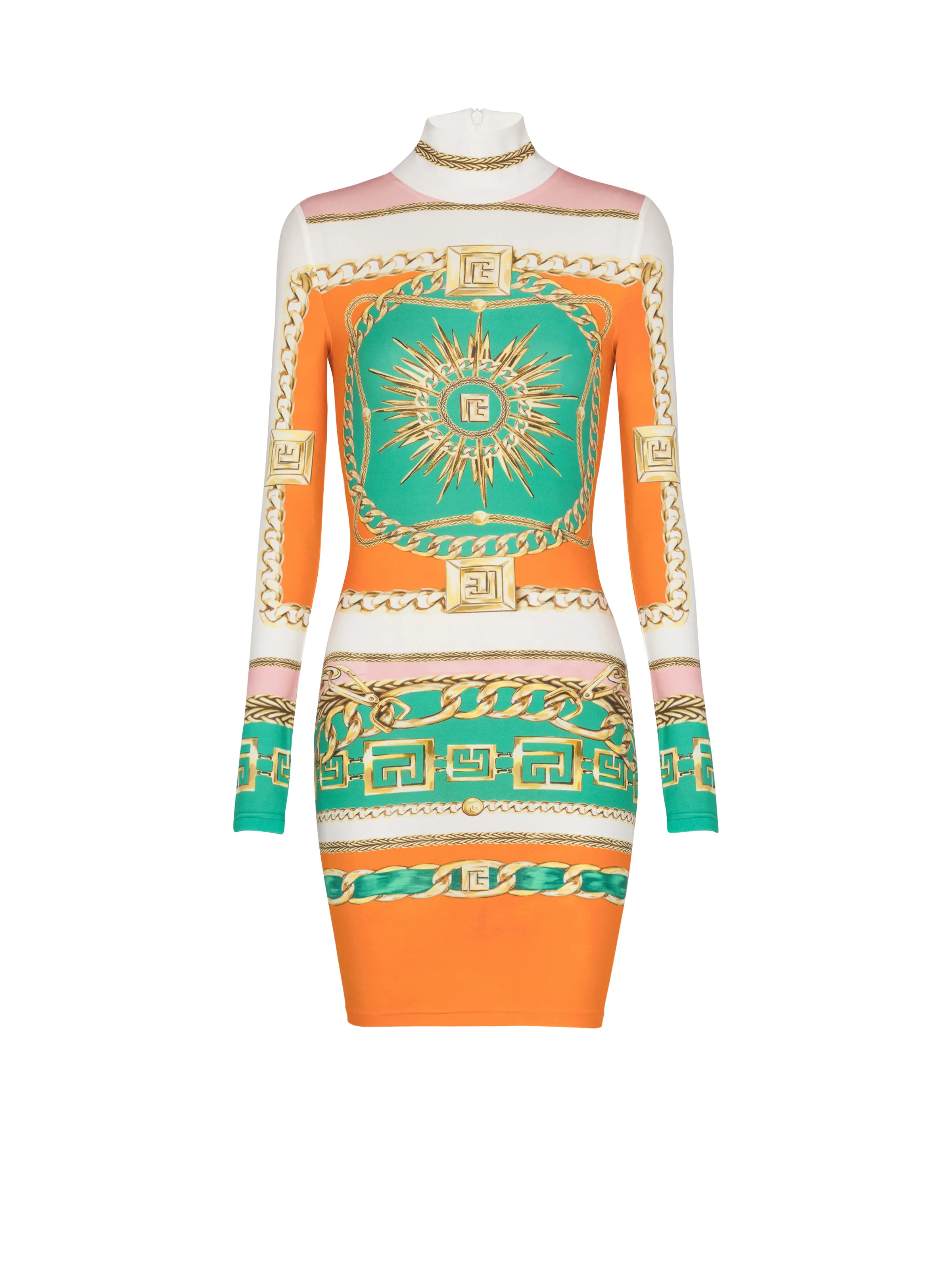 Short printed bodycon dress with Balmain Foulard pattern - 1