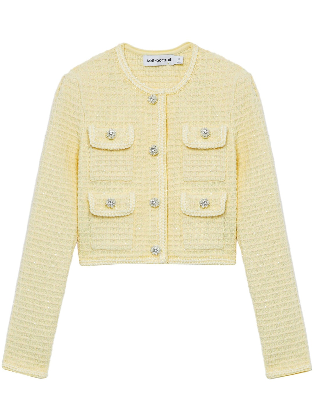 Yellow Textured Knit Jacket - 1