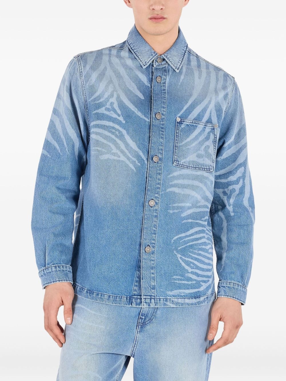 animal-print denim shirt - 3