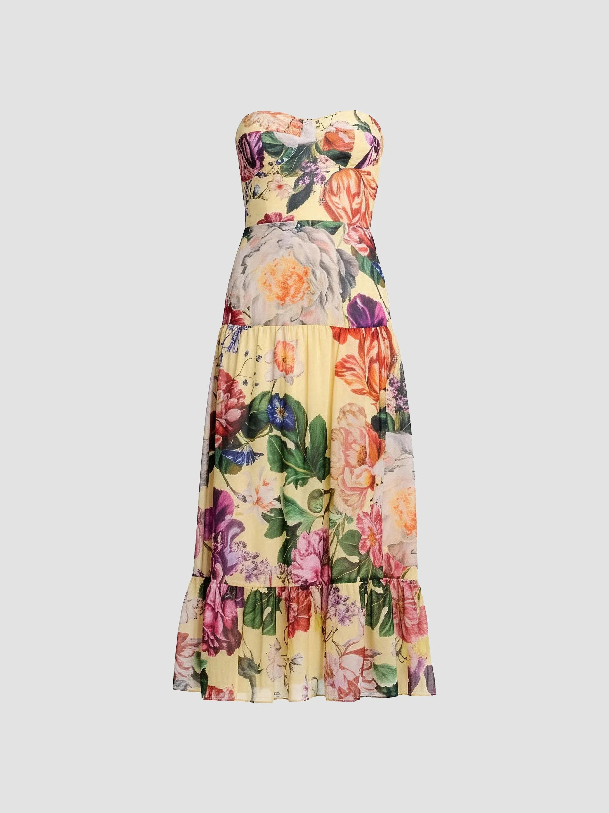 Women's Prescott Floral Strapless Midi-Dress - Golden Floral Multi - 1