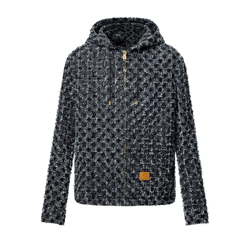 Flocked Monogram Denim Hoodie 1