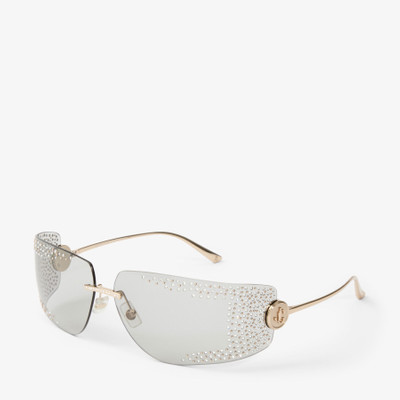 JIMMY CHOO Margaret
Pale Gold Rectangular Sunglasses with Crystals outlook