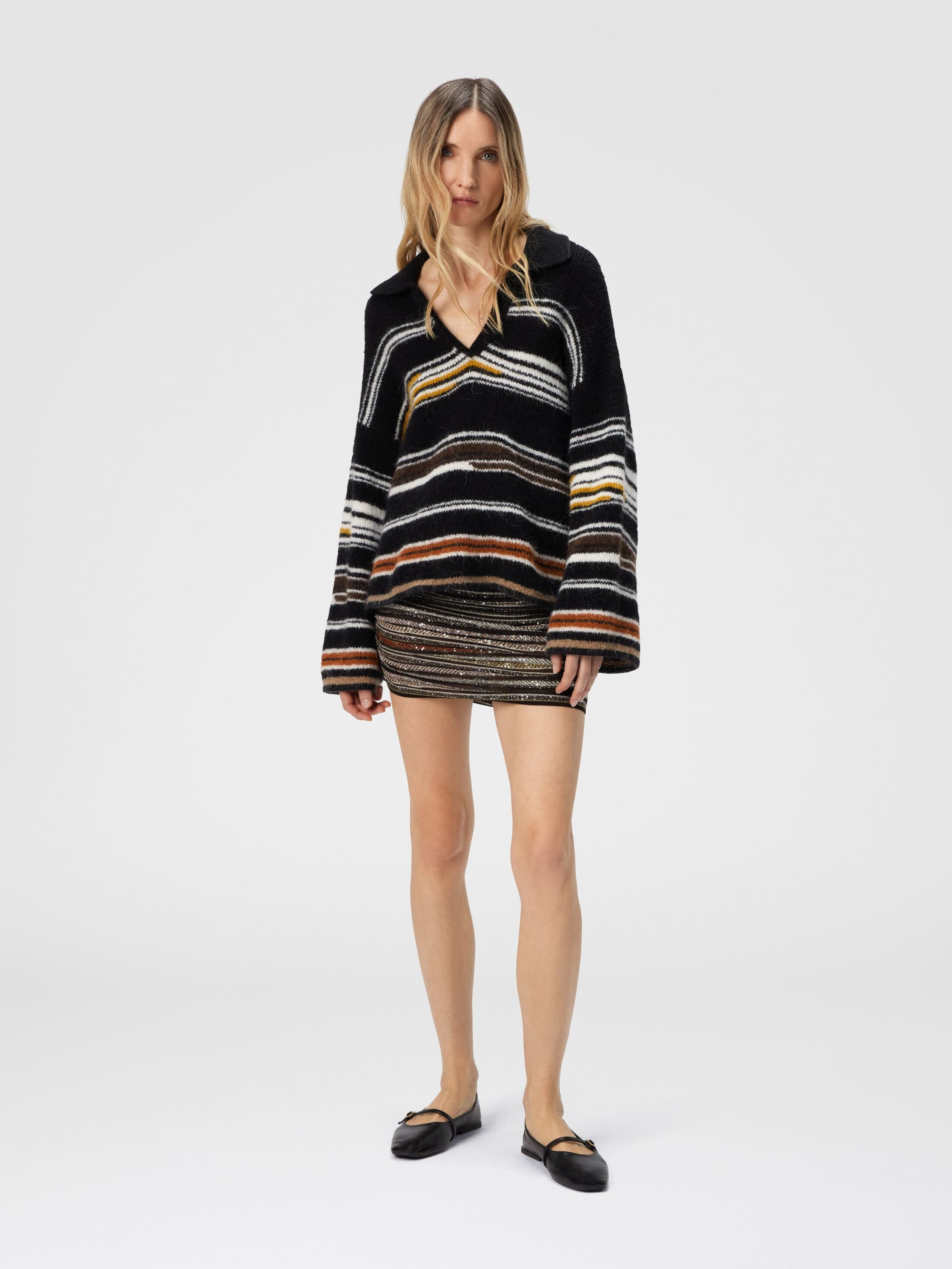 Missoni Oversized Long Sleeve Polo With Striped Inlay in Multicoloured at Nordstrom - 2