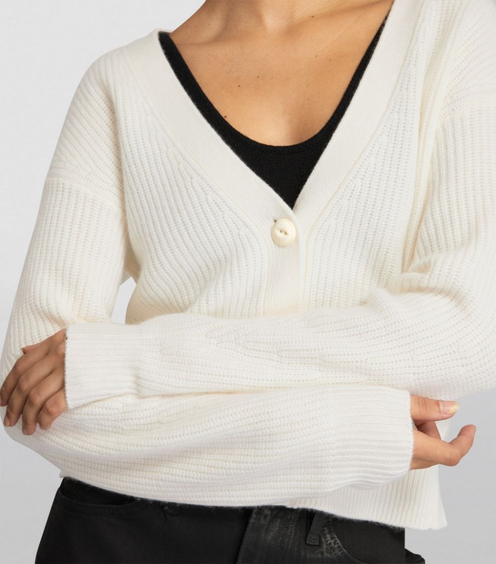 Cashmere V-Neck Pierce Cardigan - 8