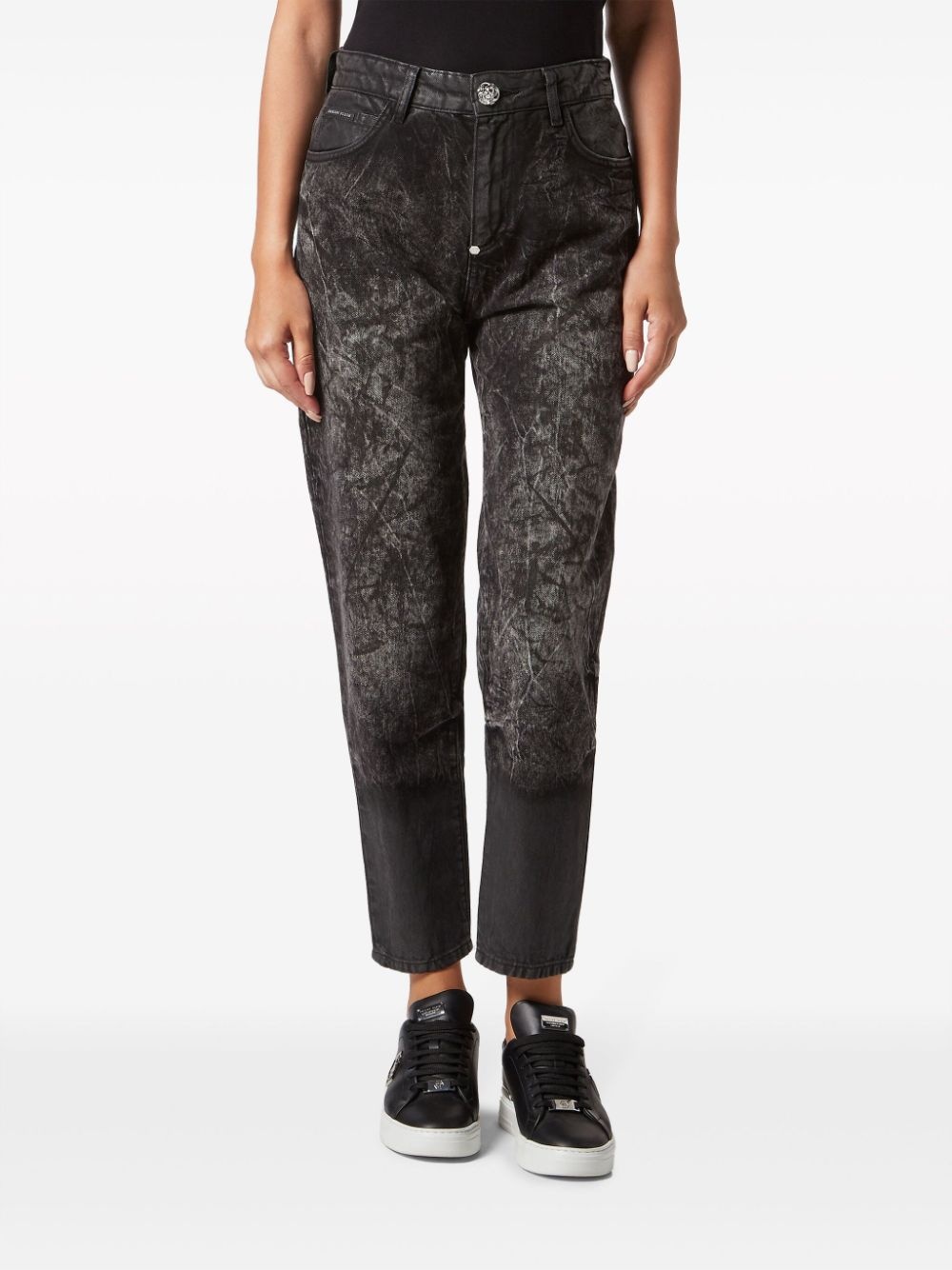 distressed-effect cropped jeans - 3