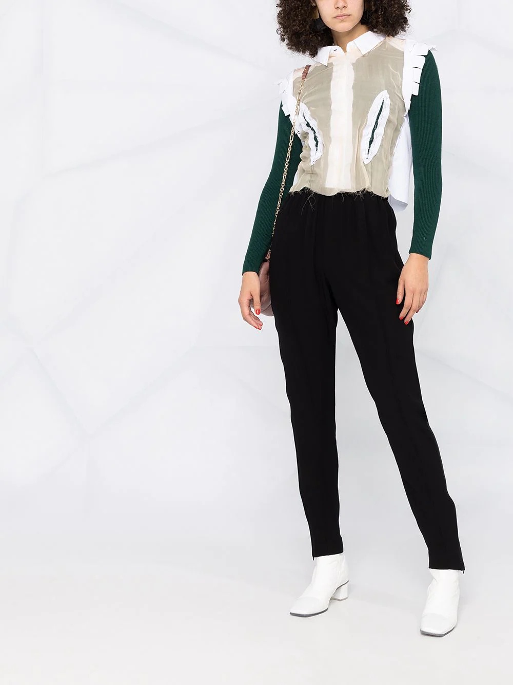 elasticated waistband tapered trousers - 2