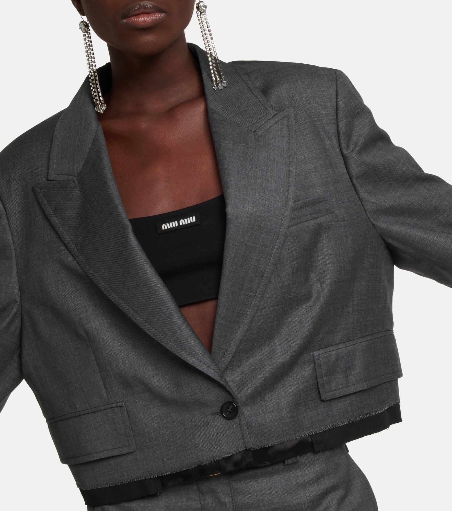 Cropped virgin wool blazer - 4