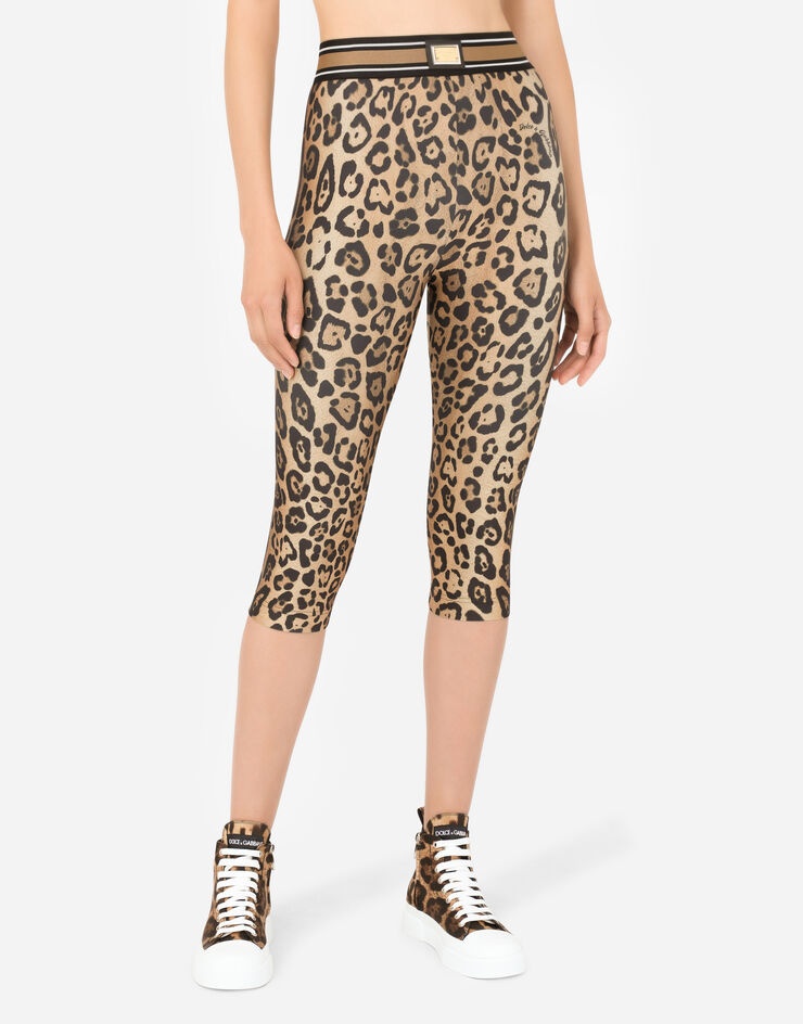 Leopard-print spandex/jersey cycling shorts - 4