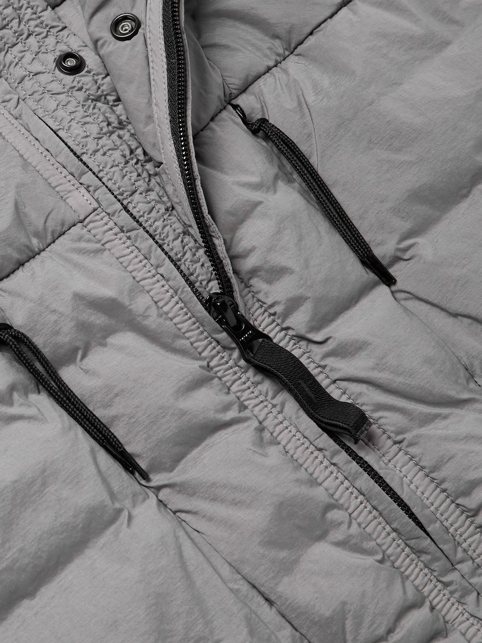 Logo-Appliquéd Quilted Stretch-Shell Down Gilet Gray - 5