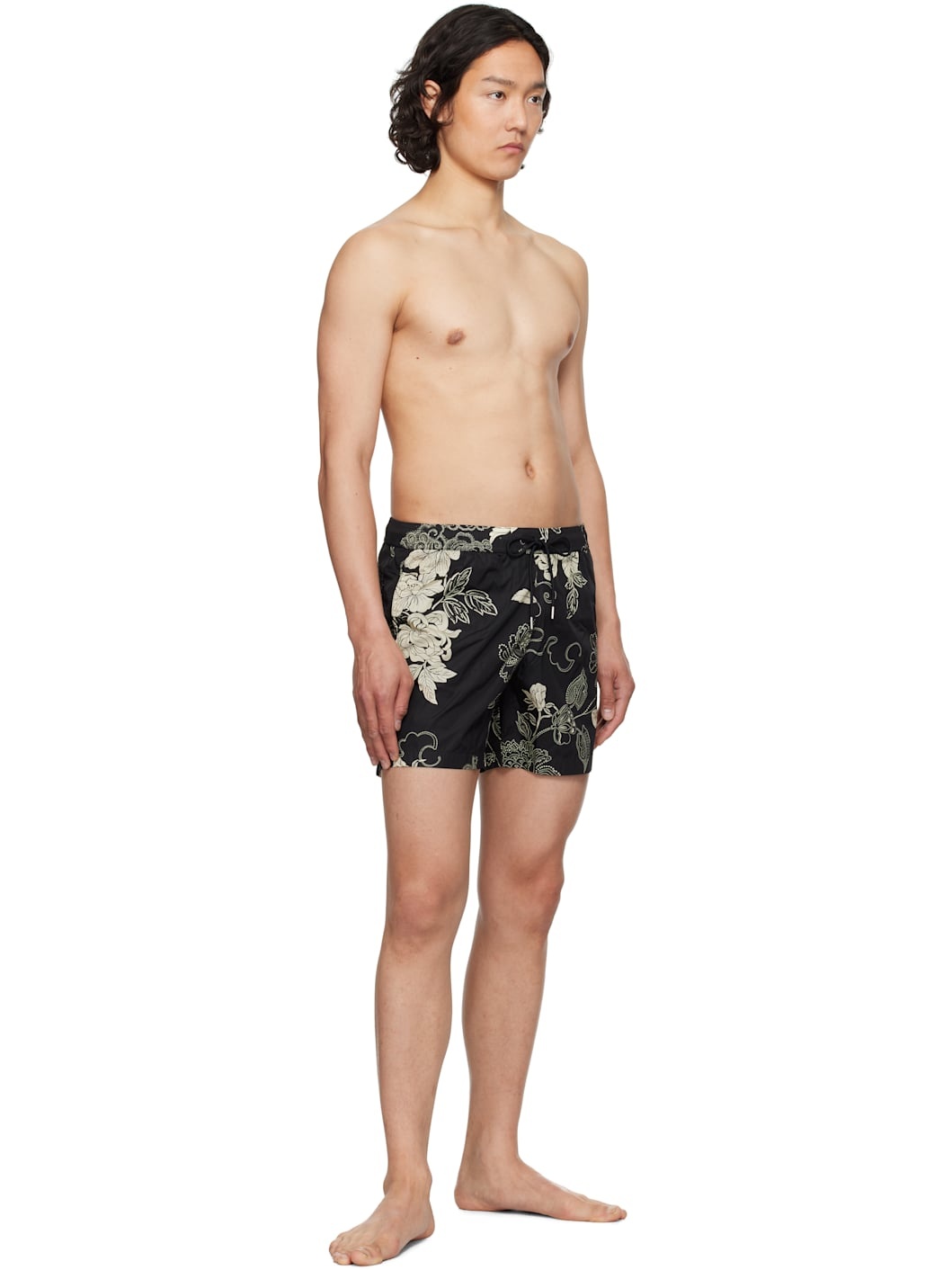 Black Floral Print Swim Shorts - 4