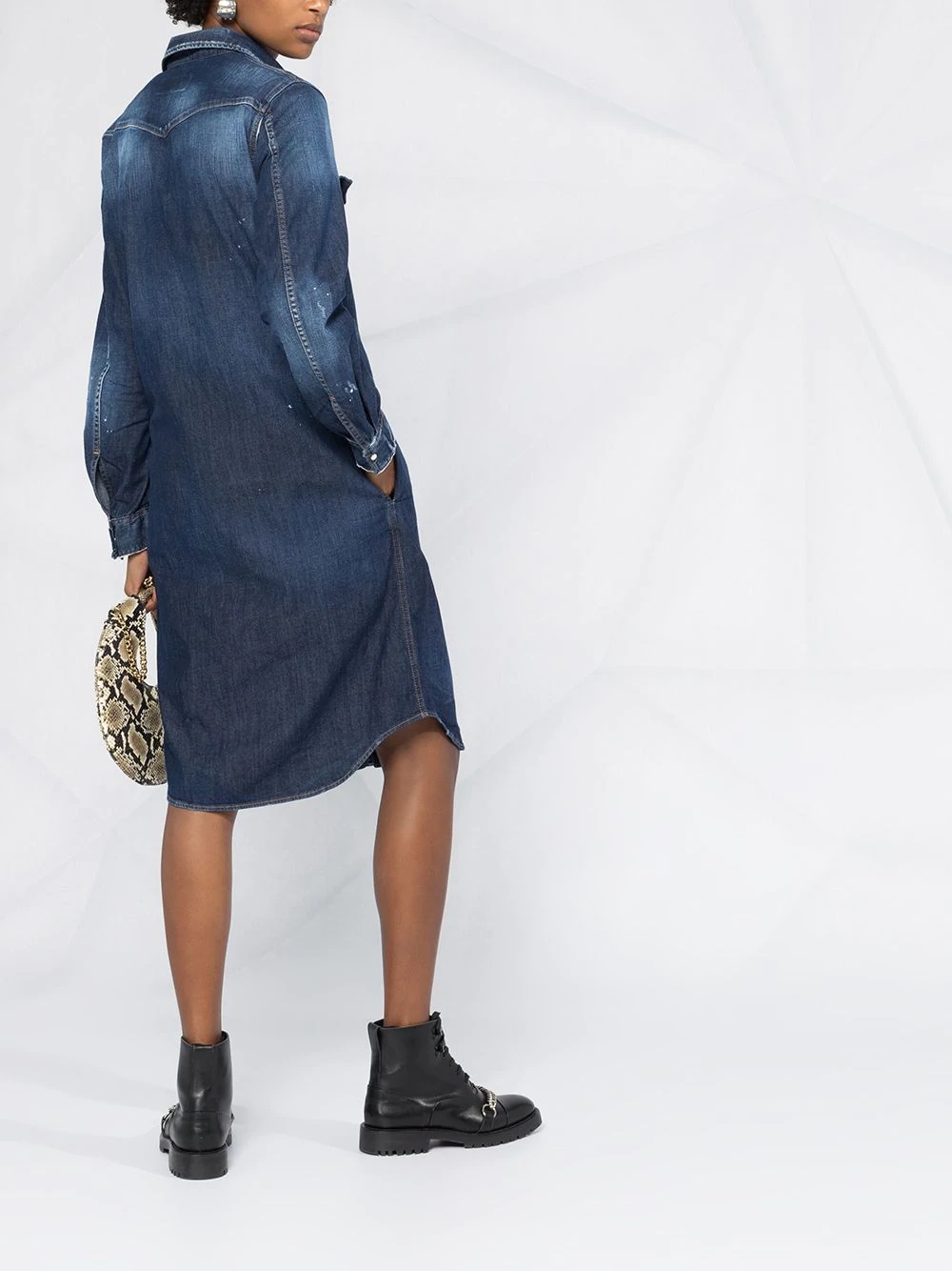 distressed denim shirt dress - 6