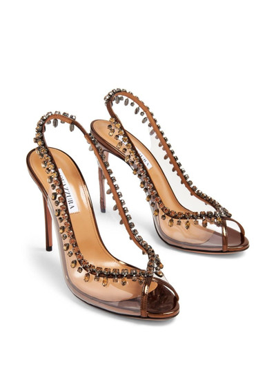 AQUAZZURA Temptation 105mm crystal-embellished sandals outlook